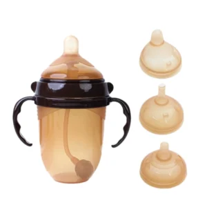 silicone baby bottle 220ml with handle